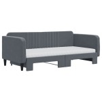 vidaXL Pat de zi cu extensie și saltele, gri închis, 90x190 cm catifea