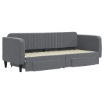 vidaXL Pat de zi cu extensie și sertare gri închis 80x200 cm catifea vidaXL Pat de zi cu extensie și sertare gri închis 80x200 cm catifea