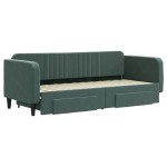 vidaXL Pat de zi cu extensie și sertare verde închis 80x200 cm catifea