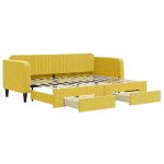 vidaXL Pat de zi cu extensie și sertare, galben, 80x200 cm, catifea vidaXL Pat de zi cu extensie și sertare, galben, 80x200 cm, catifea