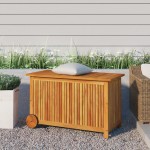 vidaXL Ladă de depozitare de grădină cu roți, 90x50x58 cm, lemn acacia vidaXL Ladă de depozitare de grădină cu roți, 90x50x58 cm, lemn acacia