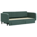 vidaXL Pat de zi cu extensie și sertare verde închis 90x200 cm catifea