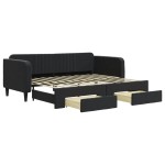vidaXL Pat de zi cu extensie și sertare, negru, 90x200 cm, catifea vidaXL Pat de zi cu extensie și sertare, negru, 90x200 cm, catifea