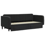 vidaXL Pat de zi cu extensie și sertare, negru, 90x200 cm, catifea vidaXL Pat de zi cu extensie și sertare, negru, 90x200 cm, catifea