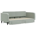 vidaXL Pat de zi cu extensie și sertare gri deschis 100x200 cm catifea