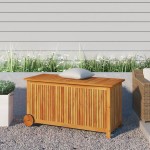 vidaXL Ladă de depozitare de grădină cu roți, 113x50x58 cm lemn acacia vidaXL Ladă de depozitare de grădină cu roți, 113x50x58 cm lemn acacia