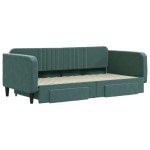 vidaXL Pat de zi cu extensie și sertare verde închis 100x200cm catifea