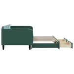 vidaXL Pat de zi cu extensie și sertare verde închis 100x200cm catifea