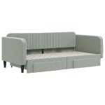 vidaXL Pat de zi cu extensie și sertare, gri deschis 90x190 cm catifea