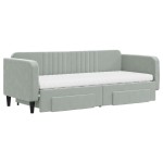 vidaXL Pat de zi cu extensie și sertare, gri deschis 80x200 cm catifea