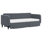 vidaXL Pat de zi cu extensie și sertare gri închis 80x200 cm catifea vidaXL Pat de zi cu extensie și sertare gri închis 80x200 cm catifea
