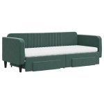 vidaXL Pat de zi cu extensie și sertare verde închis 80x200 cm catifea
