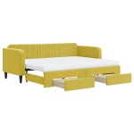 vidaXL Pat de zi cu extensie și sertare, galben, 80x200 cm, catifea vidaXL Pat de zi cu extensie și sertare, galben, 80x200 cm, catifea
