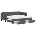 vidaXL Pat de zi cu extensie și sertare gri închis 90x200 cm catifea
