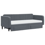 vidaXL Pat de zi cu extensie și sertare gri închis 90x200 cm catifea