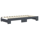 vidaXL Pat de zi cu extensie și sertare gri închis 90x200 cm catifea