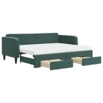 vidaXL Pat de zi cu extensie și sertare verde închis 90x200 cm catifea vidaXL Pat de zi cu extensie și sertare verde închis 90x200 cm catifea