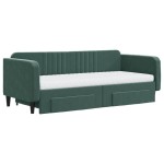 vidaXL Pat de zi cu extensie și sertare verde închis 90x200 cm catifea vidaXL Pat de zi cu extensie și sertare verde închis 90x200 cm catifea