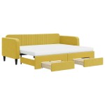 vidaXL Pat de zi cu extensie și sertare, galben, 90x200 cm, catifea vidaXL Pat de zi cu extensie și sertare, galben, 90x200 cm, catifea