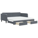 vidaXL Pat de zi cu extensie și sertare gri închis 100x200cm catifea