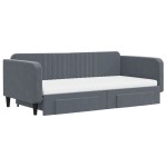 vidaXL Pat de zi cu extensie și sertare gri închis 100x200cm catifea