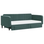vidaXL Pat de zi cu extensie și sertare verde închis 100x200cm catifea