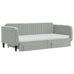 vidaXL Pat de zi cu extensie și sertare, gri deschis 90x190 cm catifea
