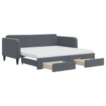 vidaXL Pat de zi cu extensie și sertare, gri închis, 90x190cm catifea vidaXL Pat de zi cu extensie și sertare, gri închis, 90x190cm catifea