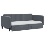vidaXL Pat de zi cu extensie și sertare, gri închis, 90x190cm catifea vidaXL Pat de zi cu extensie și sertare, gri închis, 90x190cm catifea