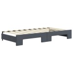 vidaXL Pat de zi cu extensie și sertare, gri închis, 90x190cm catifea vidaXL Pat de zi cu extensie și sertare, gri închis, 90x190cm catifea
