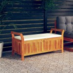 vidaXL Bancă de depozitare cu pernă, 126 cm, lemn masiv de acacia vidaXL Bancă de depozitare cu pernă, 126 cm, lemn masiv de acacia