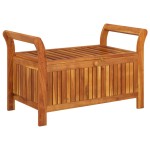 vidaXL Bancă depozitare grădină, cu pernă, 91 cm, lemn masiv de acacia