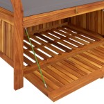 vidaXL Bancă depozitare grădină, cu pernă, 91 cm, lemn masiv de acacia