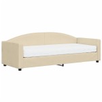 vidaXL Pat de zi cu saltea, crem, 80x200 cm, textil