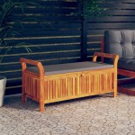 vidaXL Bancă de depozitare cu pernă, 126 cm, lemn masiv de acacia vidaXL Bancă de depozitare cu pernă, 126 cm, lemn masiv de acacia