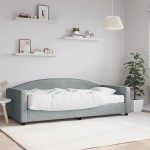 vidaXL Pat de zi cu saltea, gri deschis, 90x200 cm, textil