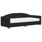 vidaXL Pat de zi cu saltea, negru, 90x200 cm, textil