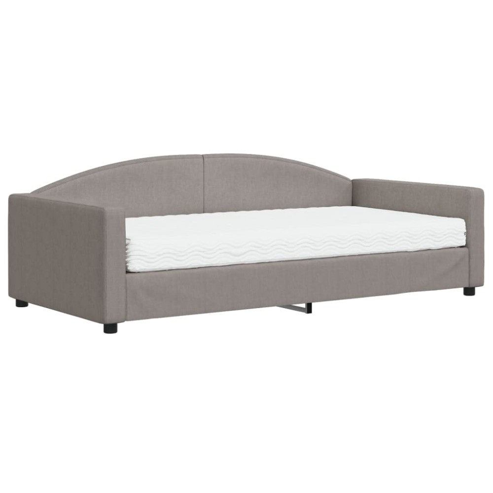 vidaXL Pat de zi cu saltea, gri taupe, 100x200 cm, textil