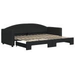 vidaXL Pat de zi cu extensie, negru, 80x200 cm, textil vidaXL Pat de zi cu extensie, negru, 80x200 cm, textil