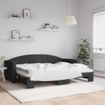 vidaXL Pat de zi cu extensie, negru, 80x200 cm, textil vidaXL Pat de zi cu extensie, negru, 80x200 cm, textil