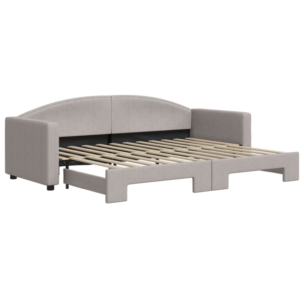 vidaXL Pat de zi cu extensie, gri taupe, 80x200 cm, textil