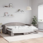 vidaXL Pat de zi cu extensie, gri taupe, 80x200 cm, textil vidaXL Pat de zi cu extensie, gri taupe, 80x200 cm, textil