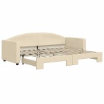vidaXL Pat de zi cu extensie, crem, 80x200 cm, textil