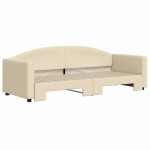 vidaXL Pat de zi cu extensie, crem, 80x200 cm, textil