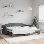 vidaXL Pat de zi cu extensie, gri închis, 90x200 cm, textil vidaXL Pat de zi cu extensie, gri închis, 90x200 cm, textil