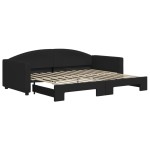 vidaXL Pat de zi cu extensie, negru, 90x200 cm, textil