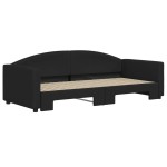 vidaXL Pat de zi cu extensie, negru, 90x200 cm, textil