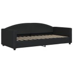 vidaXL Pat de zi cu extensie, negru, 90x200 cm, textil