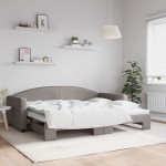 vidaXL Pat de zi cu extensie, gri taupe, 90x200 cm, textil vidaXL Pat de zi cu extensie, gri taupe, 90x200 cm, textil