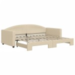 vidaXL Pat de zi cu extensie, crem, 90x200 cm, textil